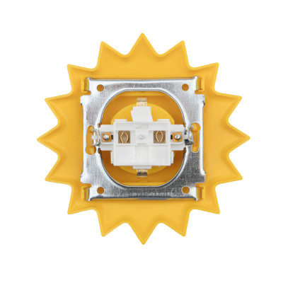 Розетка одноместная HAPPY Солнце с/у, с/з, со шторками, желтая KRANZ, KR-78-0813