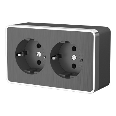 Werkel W5072104/ Розетка двойная с заземлением Gallant (графит рифленый), a051342