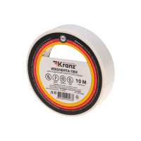Изолента ПВХ 15 мм х 10 м, белая, (упак. 10 рулонов) KRANZ, KR-09-2001