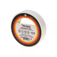 Изолента ПВХ 15 мм х 10 м, белая, (упак. 10 рулонов) KRANZ, KR-09-2001