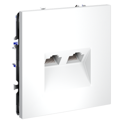 Розетка компьютерная встраиваемая VOLTUM S70 двойная RJ45+RJ45 кат.6, (белый матовый), VLS060202