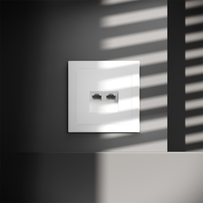 Розетка компьютерная встраиваемая VOLTUM S70 двойная RJ45+RJ45 кат.6, (белый матовый), VLS060202