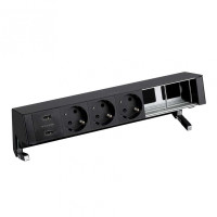 Simon 400 Настольный x6 розеточный блок, 3x2P+E, 2xUSB з/у, 2 пустых модуля, черный,, 42623000-138