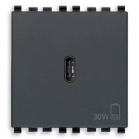 Vimar Зарядное устройство, поддерживающее быструю зарядку, с разъемом USB-C 30W, 2 модуля, серое , 20298 Vimar Зарядное устройство, поддерживающее быструю зарядку, с разъемом USB-C 30W, 2 модуля, серое , 20298