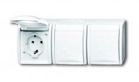 2300/3 EW-54 - Розетка SCHUKO 16А 250В IP44, тройная, для открытого монтажа, ocean, альп. белый - 2CKA002084A0712