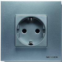 ABB Розетка 2к+з, цвет - алюминий, серия Zenit ABB Розетка 2к+з, цвет - алюминий, серия Zenit