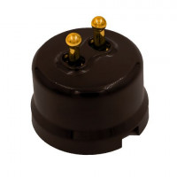 Bironi Выключатель 2-кл., пластик, цвет Коричневый,  Золото (тумблерный), B1-232-22-G