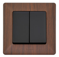 Legrand Valena LIFE. Выключатель двухклавишный 10А 250В с лицевой панелью. Безвинтовые зажимы. Антрацит., 756305