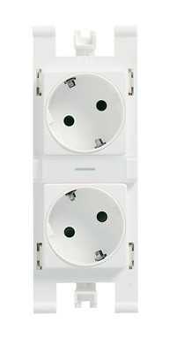 T1088 BL - Блок из 2-х розеток SCHUKO, цвет альпийский белый - 2CLA108800T1001