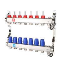 Коллектор с расходомерами, дренажным краном и краном Маевского, 7 вых., MS.707.06