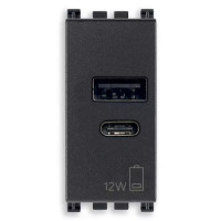 Vimar Зарядное устройство с разъемом USB A+C 5V 2,4A, 1 мод., с антибактериальным покрытием, серая, 19292.AC.AB Vimar Зарядное устройство с разъемом USB A+C 5V 2,4A, 1 мод., с антибактериальным покрытием, серая, 19292.AC.AB