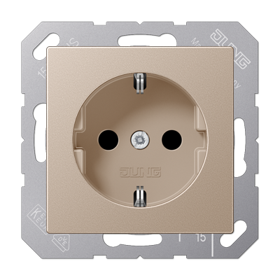 Штепсельная розетка SCHUKO 16А / 250В, пружинные зажимы; дюропласт; шампань; A500, A1520CH