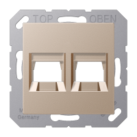 Kрышка для 2-х разъемов; без видимого винта; подпружиненная шторка; термопласт; шампань, A1569-25WECH