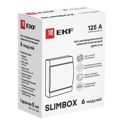 Щит распред, навесной ЩРН-П-6 "SlimBox" IP41 EKF , sb-n-6