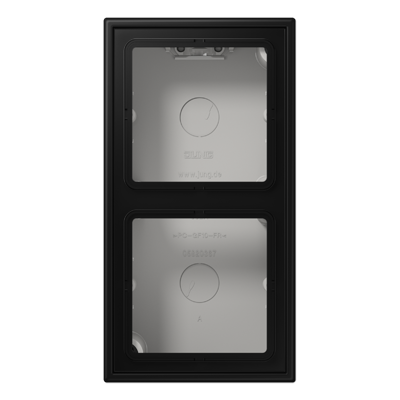 Коробка накладного монтажа 2 поста, с негорючим основанием и встроенной рамкой; дюропласт; черный матовый, LS582ASWM