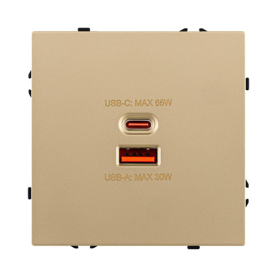 Розетка USB A+C 65W, золотой Kollinger Eclipse EC-024GD