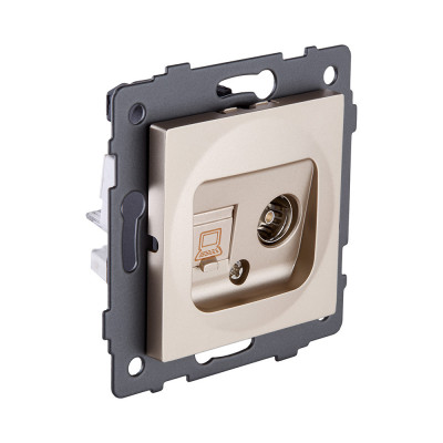 Розетка двойная TV (мама) + RJ45 Cat.5, золотой Kollinger REA-012GD для Aspekt, Eleganz, Reflex