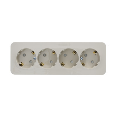 BLANCA О/У РОЗЕТКА 4-я с заземл. со шторками ИЗОЛ.ПЛ.,16А, 250В, БЕЖЕВЫЙ