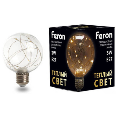 Лампа светодиодная, (3W) 230V E27 2700K G80, LB-381, Feron 41675
