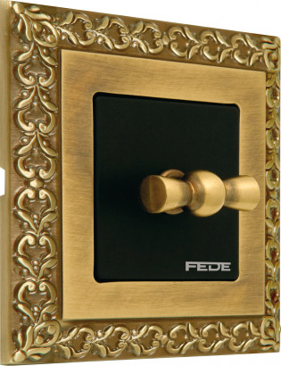 Fede Выключатель 1-клавишный, тумблерный, черный - Bright Patina, серия San Sebastian