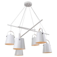 LUSSOLE BISBEE Люстра подвесная, цвет основания - белый, плафон - металл (цвет - белый), 6x40W E14, LSP-8098