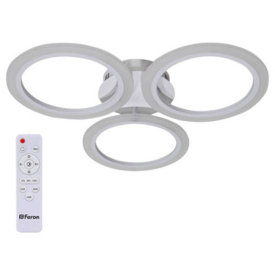 Светильник светодиодный управляемый с пультом 72W, Max. 4200Lm, 3000К-6500K, IP20, белый AL5930 Flow, Feron 41671