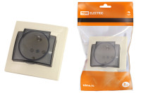 Розетка 2П+З с защ. шт. и крышкой 16А 250В IP42 сл. кость "Таймыр" TDM Electric, SQ1814-0119