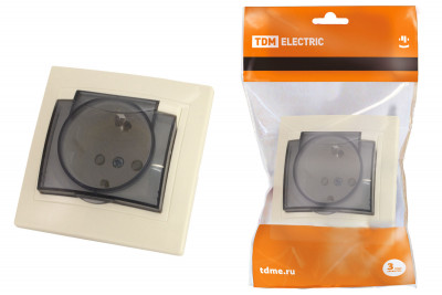 Розетка 2П+З с защ. шт. и крышкой 16А 250В IP42 сл. кость "Таймыр" TDM Electric, SQ1814-0119