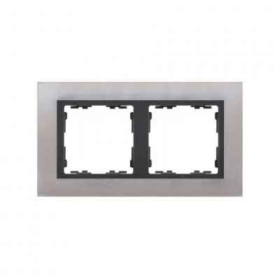 Simon S82N Рамка 2-ная, нерж.сталь - графит (металл им.), 82827-37