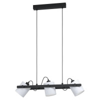 43426 Подвес HORNWOOD 1, 3х60W (E27), L780, B195, H1100, сталь, дерево, черный /текстиль, белый