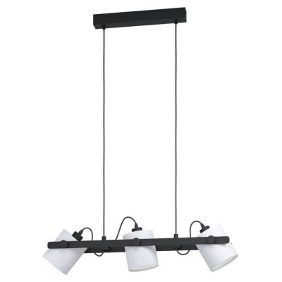 43426 Подвес HORNWOOD 1, 3х60W (E27), L780, B195, H1100, сталь, дерево, черный /текстиль, белый