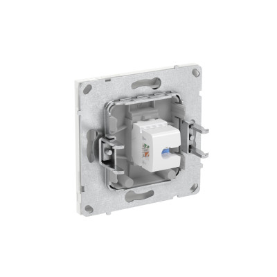 DKC KANT Компьютерная розетка RJ-45 без шторки, кат.5е одинарная, белая магнолия, 7000663