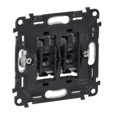 Legrand Valena IN'MATIC.Выключатель двухклавишный 10А 250В.Безвинтовые зажимы, 752005