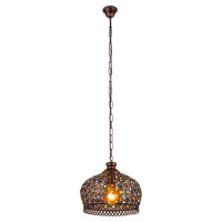 49764 Подвес JADIDA, 1х60W (E27), ?330, H1100, сталь, медь состарен./стекло, разноцветн.
