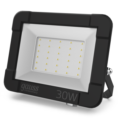 Gauss Прожектор Elementary 30W 2700lm 6500К 200-240V IP65 черный LED, 613100330