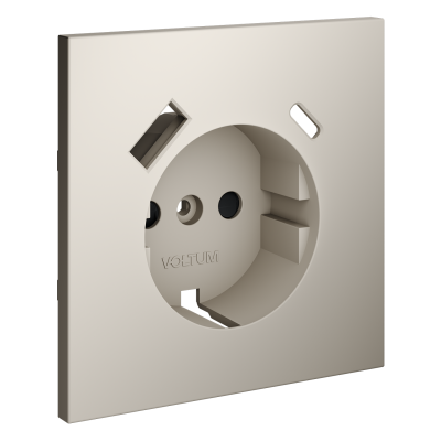 Накладка для розетки с заземлением и защитными шторками, с USB A+C, S70 (кашемир), VLS001003