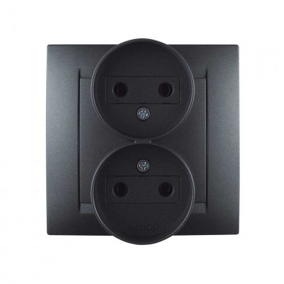 Simon Розетка двойная без заземл. 2х2Р, 16А, 250В, винт. зажим, графит, 1590457-038