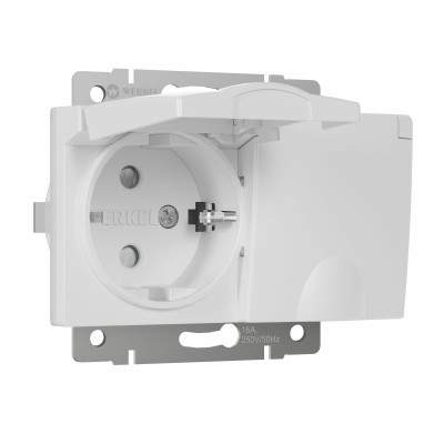 Werkel W1172201/ Розетка двойная влагозащ. с зазем. с защит. крышками и шторками (белый), a057276