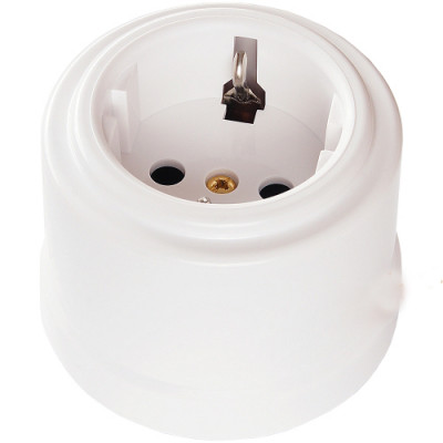 Bironi Розетка с заземляющим контактом, пластик, Белый, B1-101-21