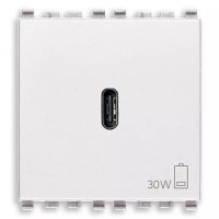 Vimar Зарядное устройство, поддерживающее быструю зарядку, с разъемом USB-C 30W, 2 модуля, белое, 20298.B Vimar Зарядное устройство, поддерживающее быструю зарядку, с разъемом USB-C 30W, 2 модуля, белое, 20298.B