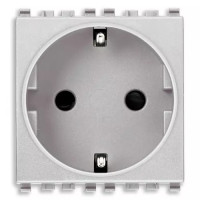 Vimar Розетка 2P+T 16A немецкий стандарт для накладок Eikon Exe с круглыми отверстиями, серебро матовое, 22208.N Vimar Розетка 2P+T 16A немецкий стандарт для накладок Eikon Exe с круглыми отверстиями, серебро матовое, 22208.N