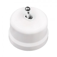 Bironi Выключатель 1-кл. проходной, пластик, цвет Белый, Серебро (тумблерный), B1-231-21-S