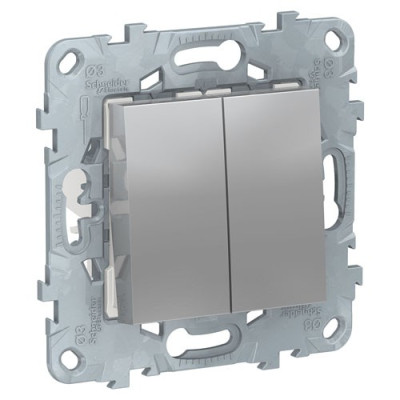 переключатель 2-клав, перекрестный, 2 x сх. 7, 10 AX, 250 В, алюминий