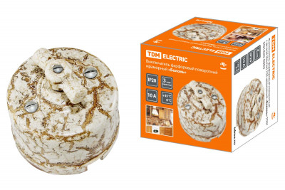 Выключатель фарфоровый поворотный с ручкой (бантик) 10А мраморный «Болонь» TDM Electric, SQ1820-0003