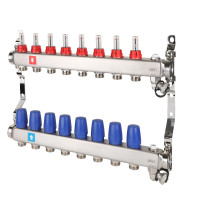 Коллектор с расходомерами, дренажным краном и краном Маевского, 8 вых., MS.708.06