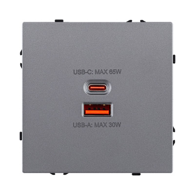 Розетка USB A+C 65W, серый Kollinger Eclipse EC-024GY