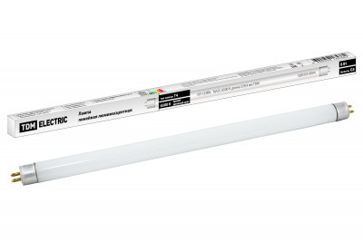 Лампа люминесцентная линейная двухцокольная ЛЛ-12/8Вт, T4/G5, 6500 К, длина 339,4мм TDM Electric, SQ0355-0004