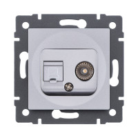 Розетка двойная TV (мама) + RJ45 Cat.5, серый Kollinger REA-012GY для Aspekt, Eleganz, Reflex Розетка двойная TV (мама) + RJ45 Cat.5, серый Kollinger REA-012GY для Aspekt, Eleganz, Reflex