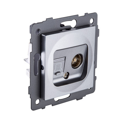 Розетка двойная TV (мама) + RJ45 Cat.5, серый Kollinger REA-012GY для Aspekt, Eleganz, Reflex