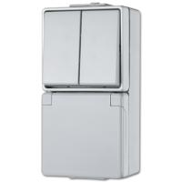 Штепсельная розетка SCHUKO для накладного монтажа с сдвоенным выключателем IP44, 675W